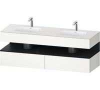 Duravit Qatego lavabo encastré avec meuble sous-lavabo en console, 1600x550x600mm, niche chêne noir, lavabo double, QA4797016840000, Couleur: Blanc Supermatt