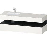 Duravit Qatego lavabo encastré avec meuble sous-lavabo en console, 1600x550x600mm, niche chêne noir, vasque à gauche, QA4795016840010, Couleur: Blanc supermat/avec éclairage de niche