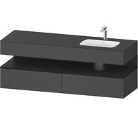 Duravit Qatego lavabo encastré avec meuble sous-lavabo en console, 1600x550x600mm, niche chêne noir, vasque à droite, QA4796016490000, Couleur: Graphite mat