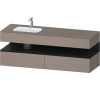 Duravit Qatego lavabo encastré avec meuble sous-lavabo en console, 1600x550x600mm, niche chêne noir, vasque à gauche, QA4795016430010, Couleur: basalte mat/avec éclairage de niche