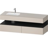 Duravit Qatego lavabo encastré avec meuble sous-lavabo en console, 1600x550x600mm, niche chêne noir, vasque à gauche, QA4795016910010, Couleur: Taupe mat/avec Ã©clairage de niche