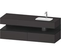 Duravit Qatego lavabo encastré avec meuble sous-lavabo en console, 1600x550x600mm, niche chêne noir, vasque à droite, QA4796016800010, Couleur: Graphite supermat/avec Ã©clairage de niche