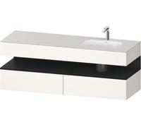 Duravit Qatego lavabo encastré avec meuble sous-lavabo en console, 1600x550x600mm, niche chêne noir, vasque à droite, QA4796016840000, Couleur: Blanc Supermatt