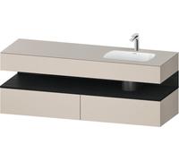 Duravit Qatego lavabo encastré avec meuble sous-lavabo en console, 1600x550x600mm, niche chêne noir, vasque à droite, QA4796016910000, Couleur: Taupe mat