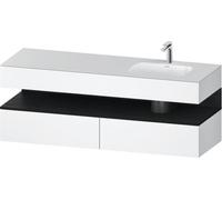 Duravit Qatego lavabo encastré avec meuble sous-lavabo en console, 1600x550x600mm, niche chêne noir, vasque à droite, QA4796016180010, Couleur: Blanc mat/avec Ã©clairage de niche