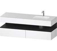 Duravit Qatego lavabo encastré avec meuble sous-lavabo en console, 1600x550x600mm, niche chêne noir, vasque à droite, QA4796016180000, Couleur: Blanc Mat