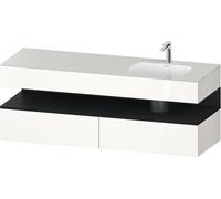 Duravit Qatego lavabo encastré avec meuble sous-lavabo en console, 1600x550x600mm, niche chêne noir, vasque à droite, QA4796016220000, Couleur: Blanc brillant