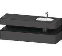 Duravit Qatego lavabo encastré avec meuble sous-lavabo en console, 1600x550x600mm, niche chêne noir, vasque à droite, QA4796016490010, Couleur: Graphite mat/avec Ã©clairage de niche