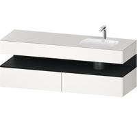 Duravit Qatego lavabo encastré avec meuble sous-lavabo en console, 1600x550x600mm, niche chêne noir, vasque à droite, QA4796016840010, Couleur: Blanc supermat/avec Ã©clairage de niche