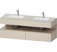 Duravit Qatego lavabo encastré avec meuble sous-lavabo en console, 1600x550x600mm, niche en chêne mamelonné, lavabo double, QA4797055830010, Couleur: Taupe Supermatt/avec Ã©clairage de niche