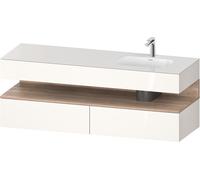 Duravit Qatego lavabo encastré avec meuble sous-lavabo en console, 1600x550x600mm, niche en chêne mamelonné, vasque à droite, QA4796055220000, Couleur: Blanc brillant