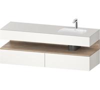 Duravit Qatego lavabo encastré avec meuble sous-lavabo en console, 1600x550x600mm, niche en chêne mamelonné, vasque à droite, QA4796055840010, Couleur: Blanc supermat/avec Ã©clairage de niche