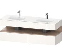 Duravit Qatego lavabo encastré avec meuble sous-lavabo en console, 1600x550x600mm, niche en chêne mamelonné, lavabo double, QA4797055220010, Couleur: Blanc brillant/avec Ã©clairage de niche
