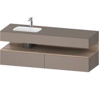 Duravit Qatego lavabo encastré avec meuble sous-lavabo en console, 1600x550x600mm, niche en chêne mamelonné, vasque à gauche, QA4795055430010, Couleur: basalte mat/avec Ã©clairage de niche