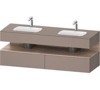 Duravit Qatego lavabo encastré avec meuble sous-lavabo en console, 1600x550x600mm, niche en chêne mamelonné, lavabo double, QA4797055430010, Couleur: basalte mat/avec Ã©clairage de niche