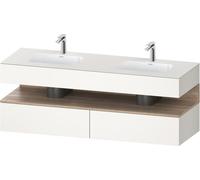 Duravit Qatego lavabo encastré avec meuble sous-lavabo en console, 1600x550x600mm, niche en chêne mamelonné, lavabo double, QA4797055840000, Couleur: Blanc Supermatt