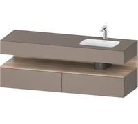 Duravit Qatego lavabo encastré avec meuble sous-lavabo en console, 1600x550x600mm, niche en chêne mamelonné, vasque à droite, QA4796055430000, Couleur: Basalte mat