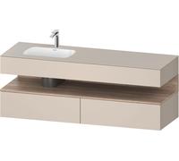 Duravit Qatego lavabo encastré avec meuble sous-lavabo en console, 1600x550x600mm, niche en chêne mamelonné, vasque à gauche, QA4795055830010, Couleur: Taupe Supermatt/avec Ã©clairage de niche