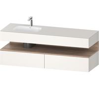 Duravit Qatego lavabo encastré avec meuble sous-lavabo en console, 1600x550x600mm, niche en chêne mamelonné, vasque à gauche, QA4795055840000, Couleur: Blanc Supermatt
