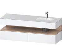 Duravit Qatego lavabo encastré avec meuble sous-lavabo en console, 1600x550x600mm, niche en chêne mamelonné, vasque à droite, QA4796055180000, Couleur: Blanc Mat