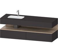 Duravit Qatego lavabo encastré avec meuble sous-lavabo en console, 1600x550x600mm, niche en chêne mamelonné, vasque à gauche, QA4795055800000, Couleur: supermatt en graphite