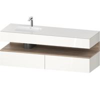 Duravit Qatego lavabo encastré avec meuble sous-lavabo en console, 1600x550x600mm, niche en chêne mamelonné, vasque à gauche, QA4795055220000, Couleur: Blanc brillant