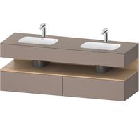Duravit Qatego lavabo encastré avec meuble sous-lavabo en console, 1600x550x600mm, niche en chêne naturel, lavabo double, QA4797030430010, Couleur: basalte mat/avec Ã©clairage de niche