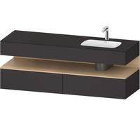 Duravit Qatego lavabo encastré avec meuble sous-lavabo en console, 1600x550x600mm, niche en chêne naturel, vasque à droite, QA4796030800000, Couleur: supermatt en graphite