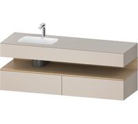 Duravit Qatego lavabo encastré avec meuble sous-lavabo en console, 1600x550x600mm, niche en chêne naturel, vasque à gauche, QA4795030910010, Couleur: Taupe mat/avec Ã©clairage de niche