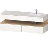 Duravit Qatego lavabo encastré avec meuble sous-lavabo en console, 1600x550x600mm, niche en chêne naturel, vasque à droite, QA4796030840000, Couleur: Blanc Supermatt