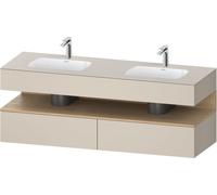 Duravit Qatego lavabo encastré avec meuble sous-lavabo en console, 1600x550x600mm, niche en chêne naturel, lavabo double, QA4797030830000, Couleur: taupe supermatt