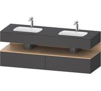 Duravit Qatego lavabo encastré avec meuble sous-lavabo en console, 1600x550x600mm, niche en chêne naturel, lavabo double, QA4797030490000, Couleur: Graphite mat