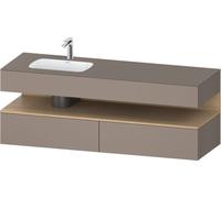 Duravit Qatego lavabo encastré avec meuble sous-lavabo en console, 1600x550x600mm, niche en chêne naturel, vasque à gauche, QA4795030430000, Couleur: Basalte mat