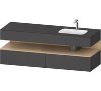 Duravit Qatego lavabo encastré avec meuble sous-lavabo en console, 1600x550x600mm, niche en chêne naturel, vasque à droite, QA4796030490000, Couleur: Graphite mat