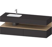Duravit Qatego lavabo encastré avec meuble sous-lavabo en console, 1600x550x600mm, niche en chêne naturel, vasque à gauche, QA4795030800010, Couleur: Graphite supermat/avec éclairage de niche