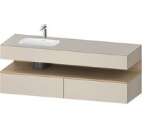 Duravit Qatego lavabo encastré avec meuble sous-lavabo en console, 1600x550x600mm, niche en chêne naturel, vasque à gauche, QA4795030830010, Couleur: Taupe Supermatt/avec éclairage de niche