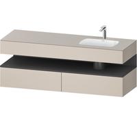 Duravit Qatego lavabo encastré avec meuble sous-lavabo en console, 1600x550x600mm, niche graphite mat, vasque à droite, QA4796049910000, Couleur: Taupe mat