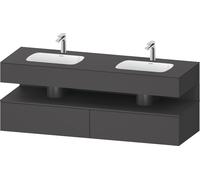 Duravit Qatego lavabo encastré avec meuble sous-lavabo en console, 1600x550x600mm, niche graphite mat, lavabo double, QA4797049490000, Couleur: Graphite mat