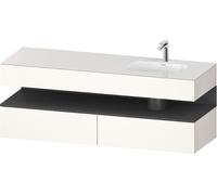 Duravit Qatego lavabo encastré avec meuble sous-lavabo en console, 1600x550x600mm, niche graphite mat, vasque à droite, QA4796049220010, Couleur: Blanc brillant/avec Ã©clairage de niche