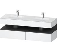 Duravit Qatego lavabo encastré avec meuble sous-lavabo en console, 1600x550x600mm, niche graphite mat, lavabo double, QA4797049180000, Couleur: Blanc Mat