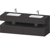 Duravit Qatego lavabo encastré avec meuble sous-lavabo en console, 1600x550x600mm, niche graphite mat, lavabo double, QA4797049800000, Couleur: supermatt en graphite