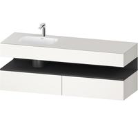 Duravit Qatego lavabo encastré avec meuble sous-lavabo en console, 1600x550x600mm, niche graphite mat, vasque à gauche, QA4795049840010, Couleur: Blanc supermat/avec Ã©clairage de niche