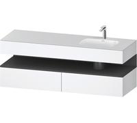 Duravit Qatego lavabo encastré avec meuble sous-lavabo en console, 1600x550x600mm, niche graphite mat, vasque à droite, QA4796049180010, Couleur: Blanc mat/avec Ã©clairage de niche