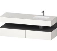 Duravit Qatego lavabo encastré avec meuble sous-lavabo en console, 1600x550x600mm, niche graphite mat, vasque à droite, QA4796049840010, Couleur: Blanc supermat/avec éclairage de niche