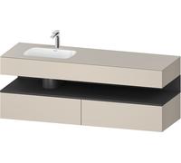 Duravit Qatego lavabo encastré avec meuble sous-lavabo en console, 1600x550x600mm, niche graphite mat, vasque à gauche, QA4795049830000, Couleur: taupe supermatt