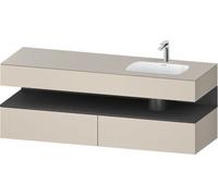 Duravit Qatego lavabo encastré avec meuble sous-lavabo en console, 1600x550x600mm, niche graphite mat, vasque à droite, QA4796049830010, Couleur: Taupe Supermatt/avec éclairage de niche