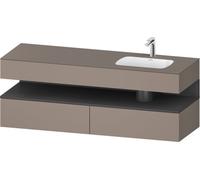 Duravit Qatego lavabo encastré avec meuble sous-lavabo en console, 1600x550x600mm, niche graphite mat, vasque à droite, QA4796049430000, Couleur: Basalte mat