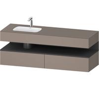 Duravit Qatego lavabo encastré avec meuble sous-lavabo en console, 1600x550x600mm, niche graphite mat, vasque à gauche, QA4795049430010, Couleur: basalte mat/avec Ã©clairage de niche