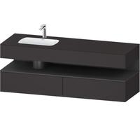 Duravit Qatego lavabo encastré avec meuble sous-lavabo en console, 1600x550x600mm, niche graphite mat, vasque à gauche, QA4795049800000, Couleur: supermatt en graphite
