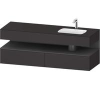 Duravit Qatego lavabo encastré avec meuble sous-lavabo en console, 1600x550x600mm, niche graphite mat, vasque à droite, QA4796049800010, Couleur: Graphite supermat/avec éclairage de niche
